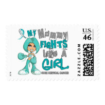 Mommy Fights Like Girl Cervical Cancer 42.9.png Postage Stamps