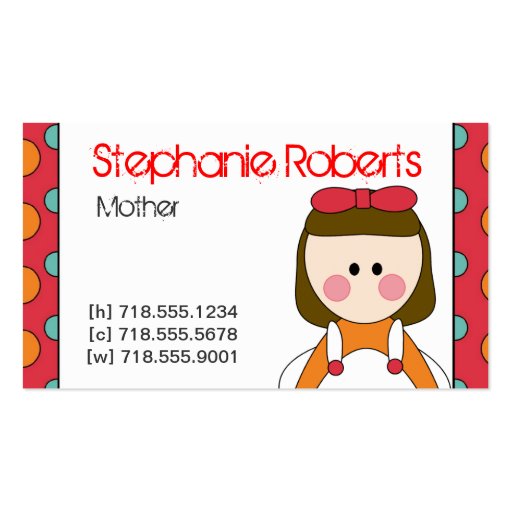 Mommy Info Card Business Card (front side)