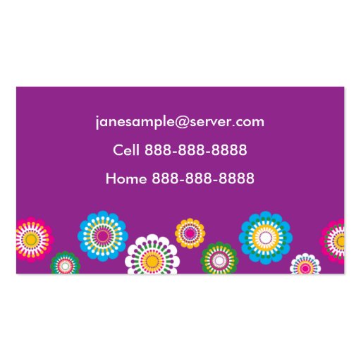 Mommy information card in dark purple business card template (back side)