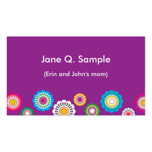 Mommy information card in dark purple business card template (front side)