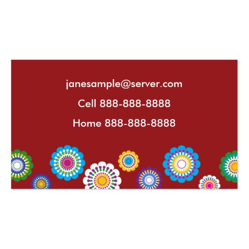 Mommy information card in red business card template (back side)