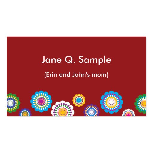 Mommy information card in red business card template