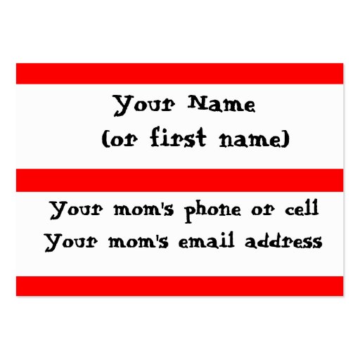 Mommy / Kid contact Card Business Card Templates (back side)