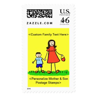Mommy & Me - Mother and Son Postage Stamps