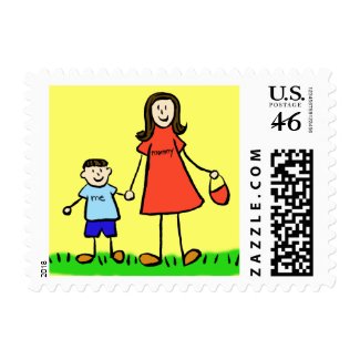 Mommy & Me Postage Stamp (Brunette)