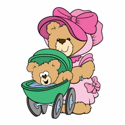 mama bear cartoon. SIlly mama bear walking baby