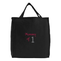 Mommy of 1 embroidered bags by thegrocerygeek Mommy of 1 embroidered bags