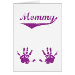 Mommy Script Baby Hand Prints Greeting Cards