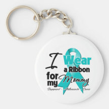 Mommy - Teal Awareness Ribbon Key Chains