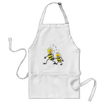 Mommy Walking with Child Cartoon Bees Aprons