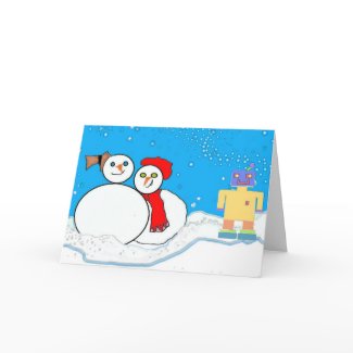 MoMo The Robot and the Snow People Christmas card card