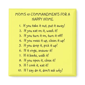 MOM'S 10 COMMANDMENTS MAGNET magnet