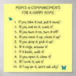 Mom's 10 Commandments Poster