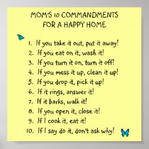 Mom's 10 Commandments Poster