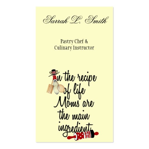 Moms are the Main Ingredient Business Card (front side)