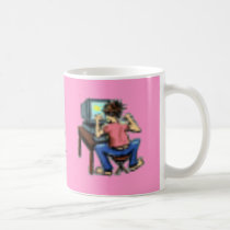 Mom's computer  take over. mugs