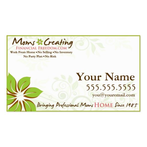Moms Creating Financial Freedom Business Card (front side)