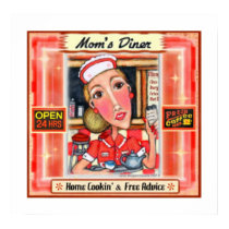 Mom's Diner Retro Kitchen Art Poster Print by jamiecreates1 Mom's Diner Retro Kitchen Art Poster Print
