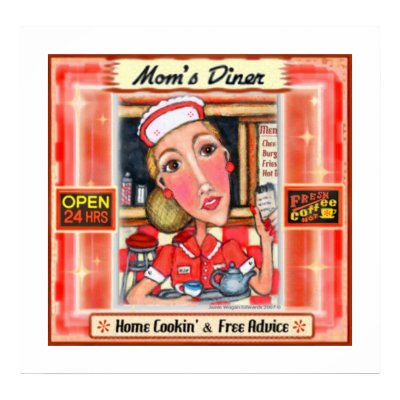 Mom's Diner Retro Kitchen Art Poster Print by jamiecreates1