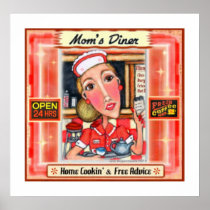 Mom's Diner Retro Kitchen Art Poster Print