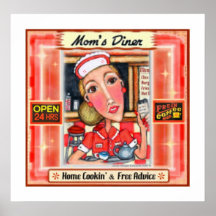 Mom's Diner Retro Kitchen Art Poster Print