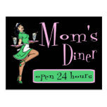 Mom's Diner Retro Waitress Black Raven Haired Postcards