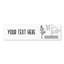 Mom's Diner Retro Waitress Black & White Bumper Sticker
