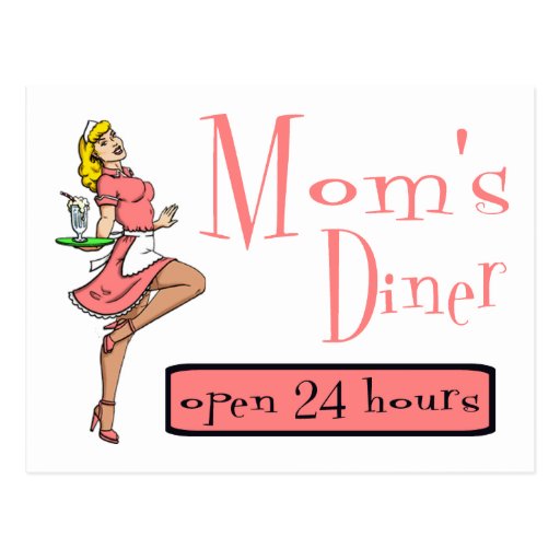 Mom's Diner Retro Waitress Blonde Post Card