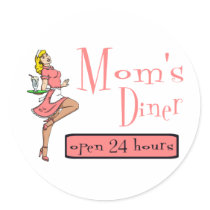 Mom's Diner Retro Waitress Blonde Sticker