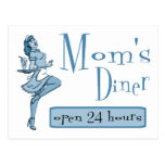 Mom's Diner Retro Waitress Blue Post Cards