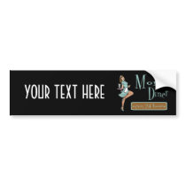 Mom's Diner Retro Waitress Brunette Bumper Stickers