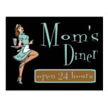 Mom's Diner Retro Waitress Brunette Postcards