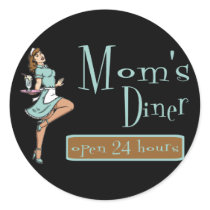 Mom's Diner Retro Waitress Brunette Sticker