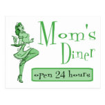 Mom's Diner Retro Waitress Green Post Cards