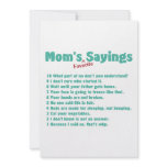 Mom's favorite sayings on gifts for her. invitations