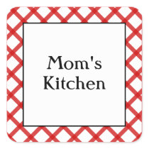 Mom's Kitchen Custom Saying Red Checks Sticker stickers