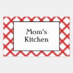Moms Kitchen Custom Saying Red Checks Sticker