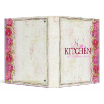 Mom's Kitchen Rose Embroidary Recipe Binder