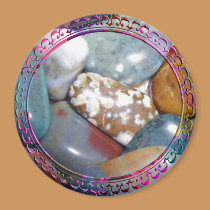 Mom's Polished Rocks #3 - Round Framed magnets by Perlyyyy Mom's Polished Rocks #3 - Round Framed magnets