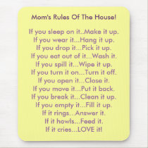 Mom's Rules Of The House mousepads
