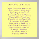 Mom's Rules Of The House posters