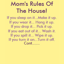 Mom's Rules Of The House t-shirts