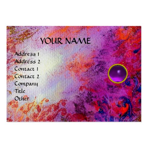 MON EMERALD AGATA , violet linen Business Card Templates (front side)