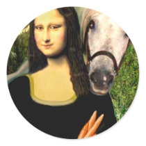 Mona Lisa and her Arabian Horse Round Stickers