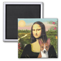 Mona Lisa - Basenji 1 2 Inch Square Magnet