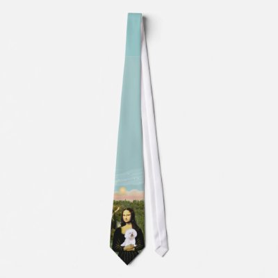 Mona Lisa & Bichon Frise Tie by heartsonggallery