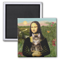 Mona Lisa - Brown Tabby Tiger cat 2 Inch Square Magnet