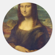 Mona Lisa de Leonardo da Vinci Etiqueta Redonda