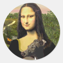 Mona Lisa - galgo italiano Pegatina Redonda
