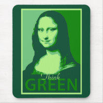 Mona Lisa is Green mousepads